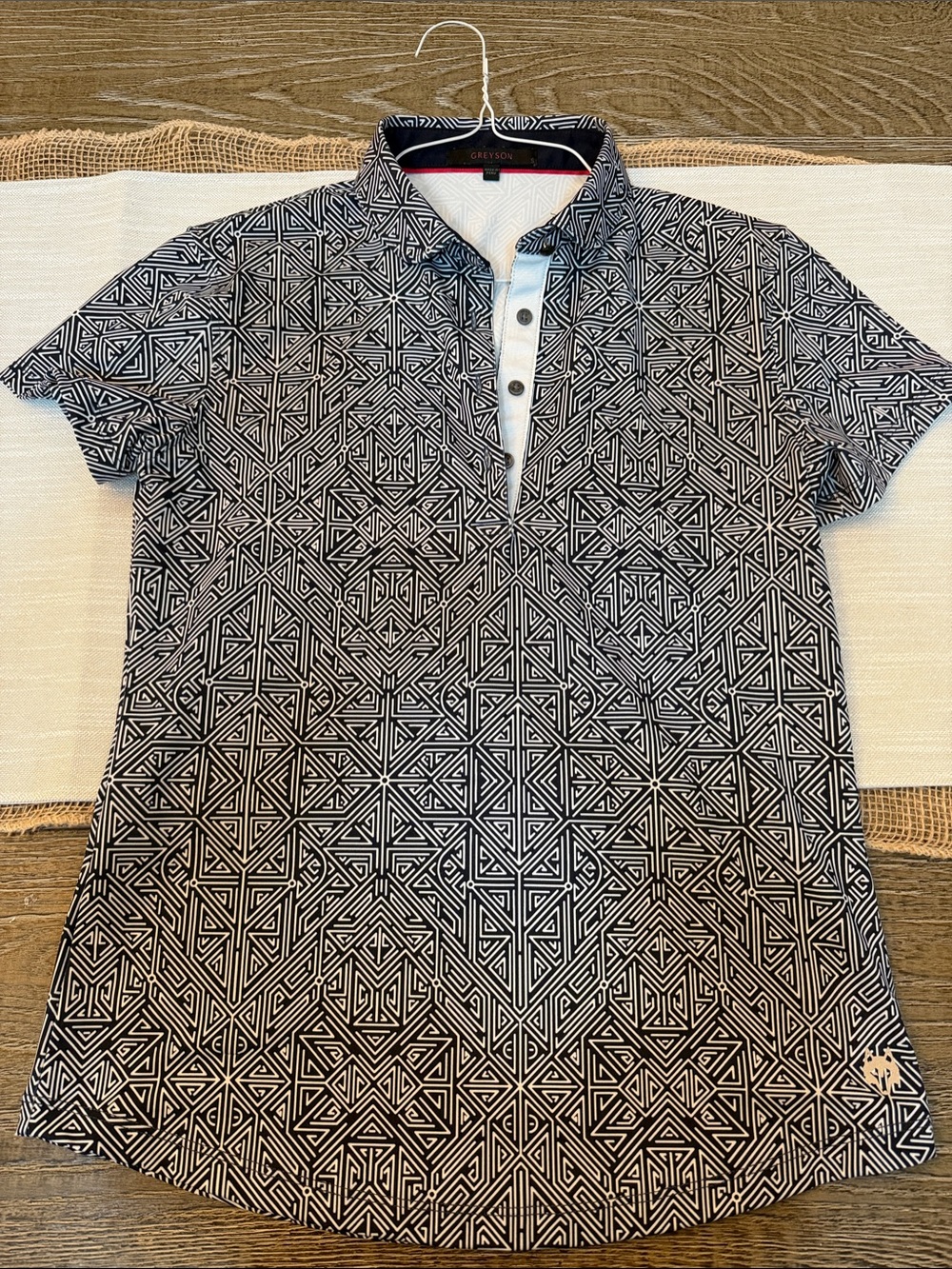 Greyson Navy & White Geometric-Print Polo